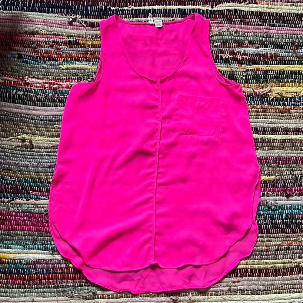 Large hot pink sheer tank top